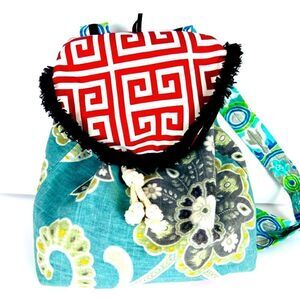 NWOT BACKPACK Boho Floral Blue Green White Gray